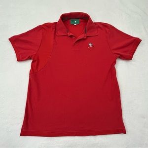 Bad Mulligan Red Pullover Short Sleeve Casual Golf Polo Shirt Men's Size L.